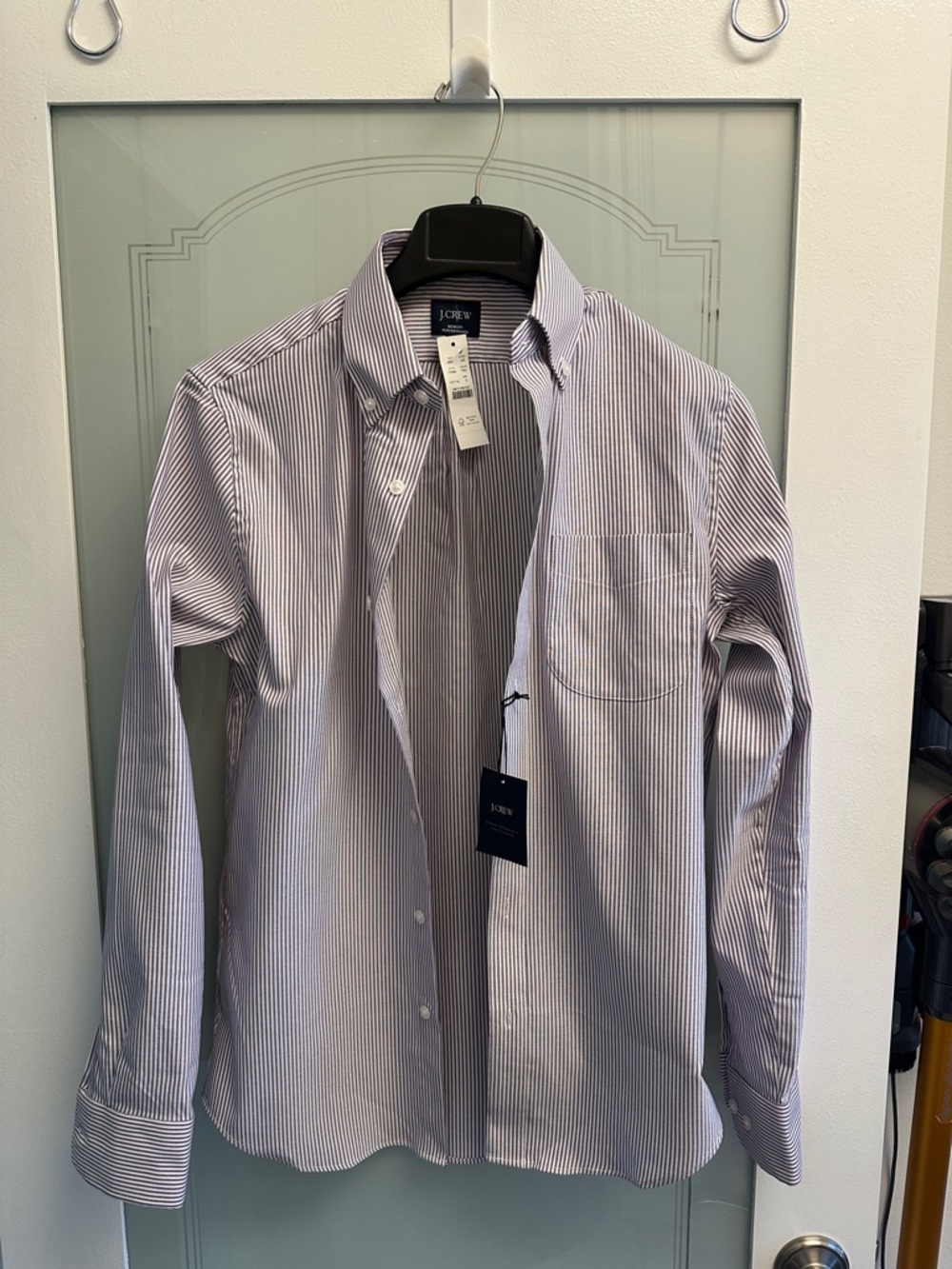 J. Crew Men's Lavender and White Pinstripe Dress Shirt